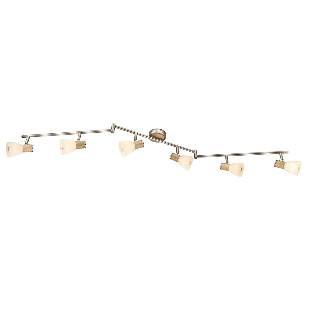 Lampe de plafond Gylfi Nickel avec 6 feux en bois