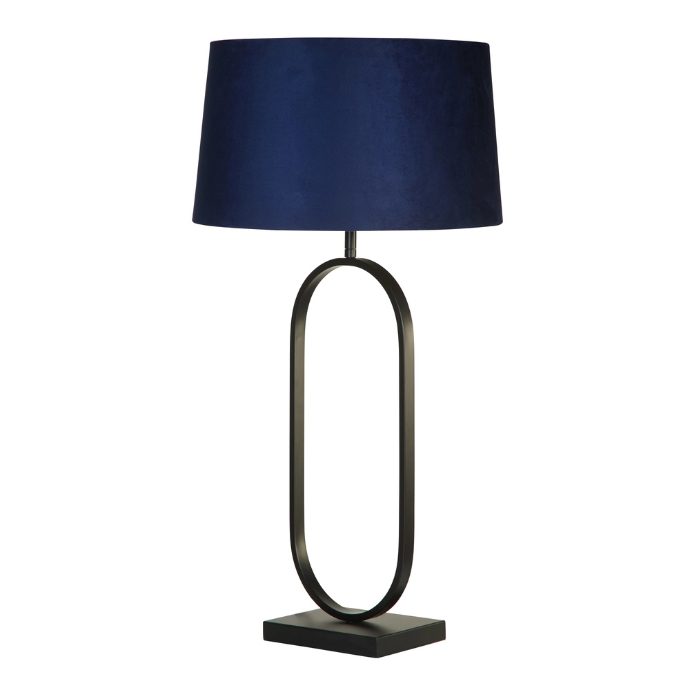 Lampe de table Modish noir avec capuche bleue