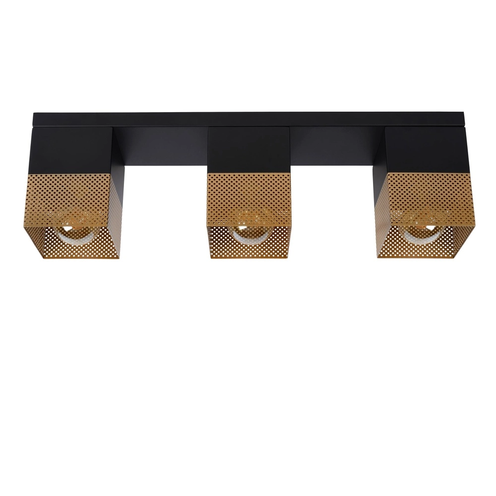 Lampe de plafond à design Renate 3 noir clair avec or