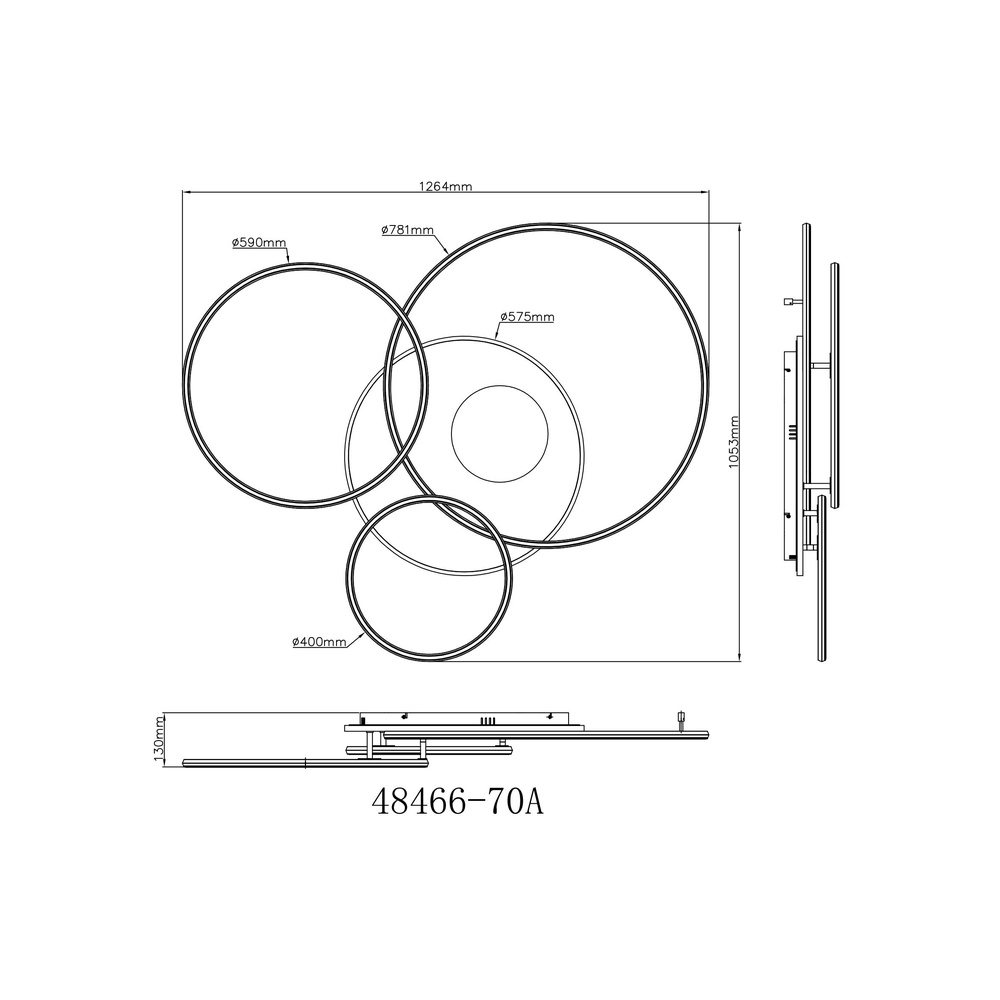 Lampe de plafond Invertina Gris argenté 126 cm Globo 9007371450015