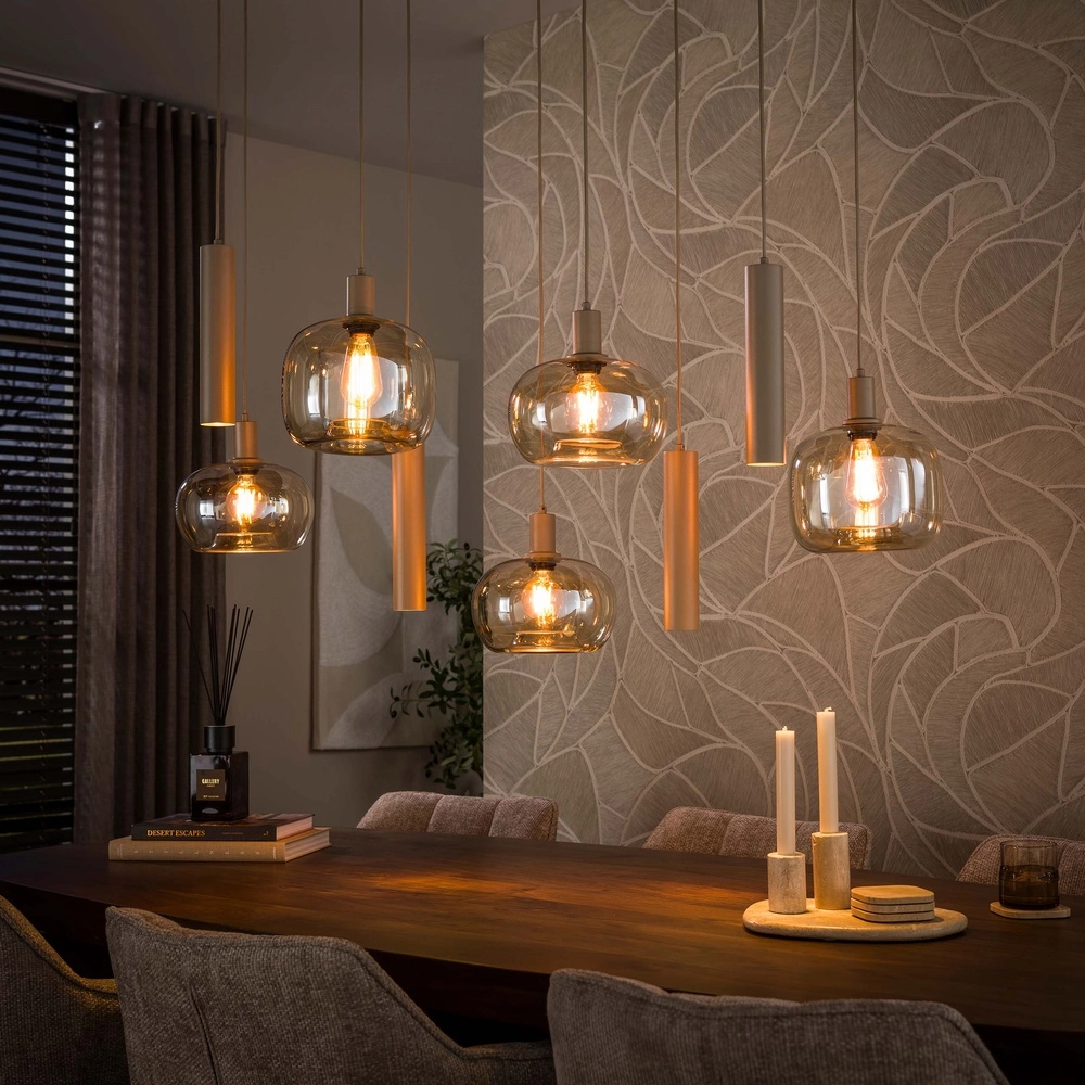 Lampe pendante moderne Serene Brun sable clair à 9