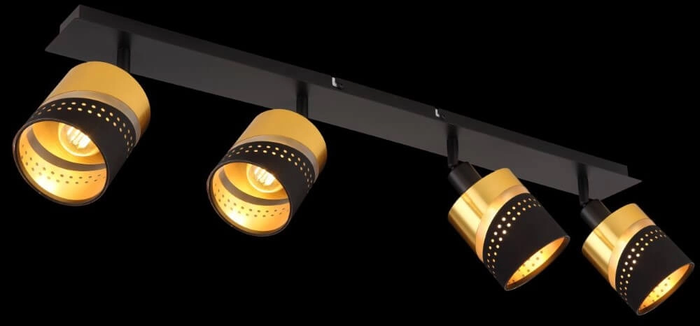Spot de plafond 4 lumières Or noir avec de l'or Globo 9007371455706