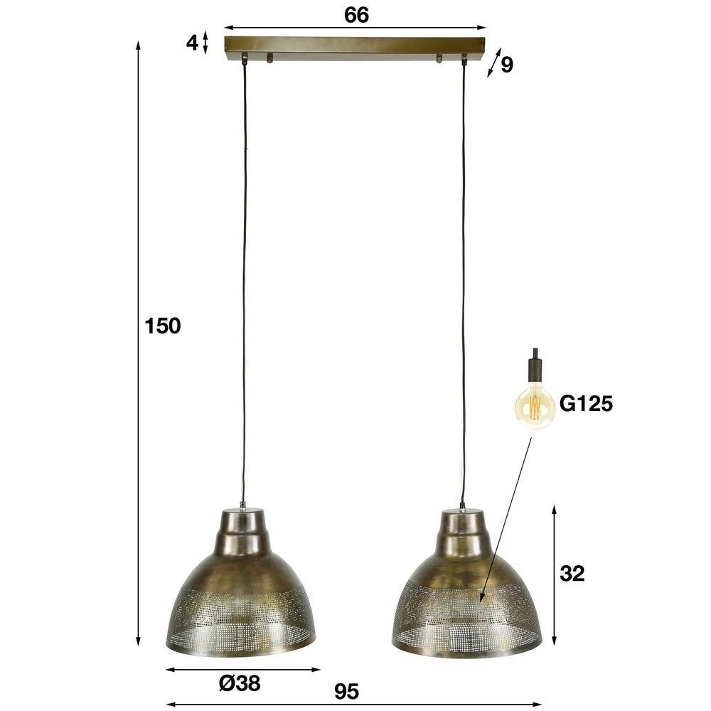 Lampe pendante industrielle Screen 2x Ø 38cm Lyora 8716803513006