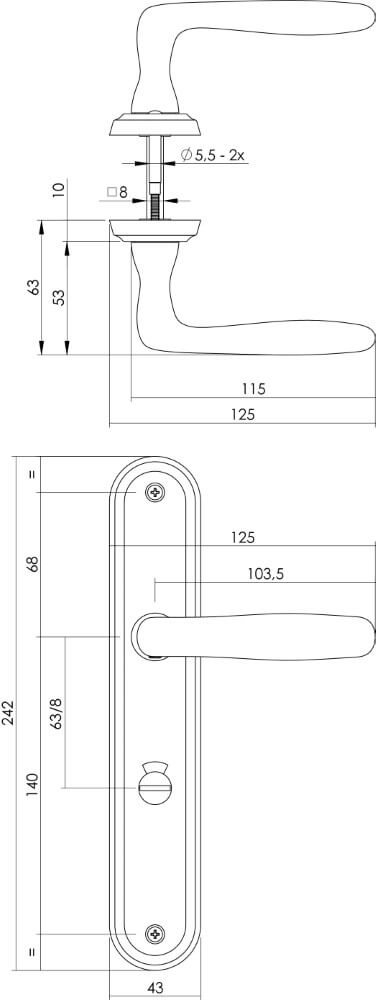 Poignée Bjorn Fermeture WC 63/8 nickel mat Intersteel 8714186168042