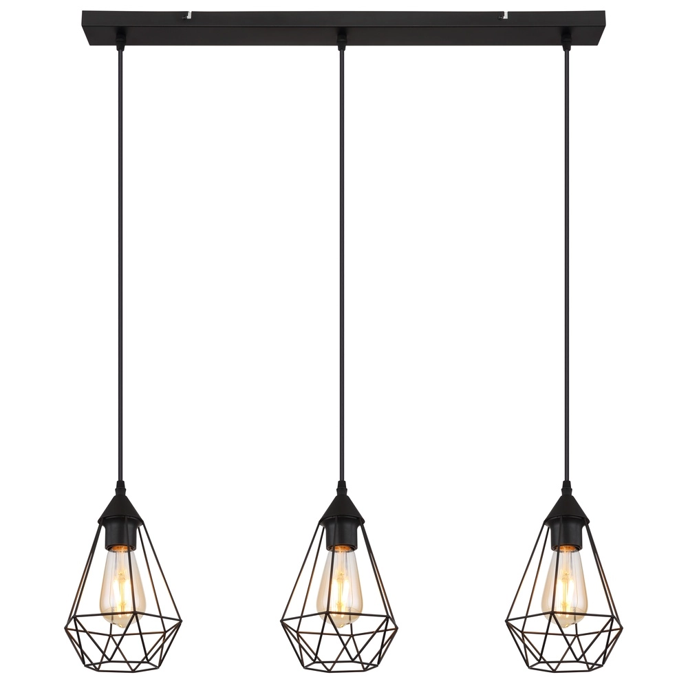 Lampe pendante à 3 lampes Zachary Noir Globo 9007371447909