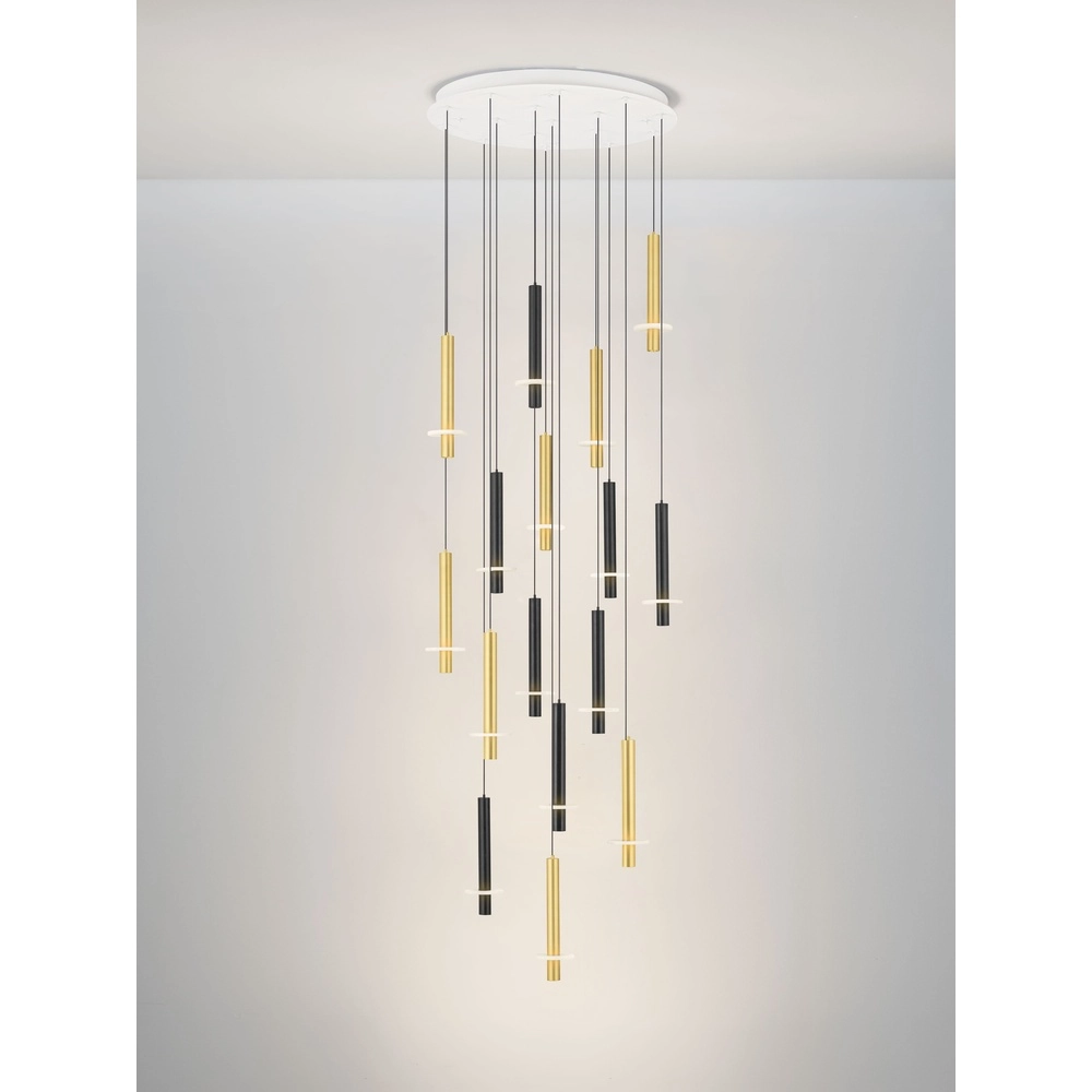 Lampe pendante de conception Noemi noir avec blanc et or Ø 72cm Lyora 5212063503335