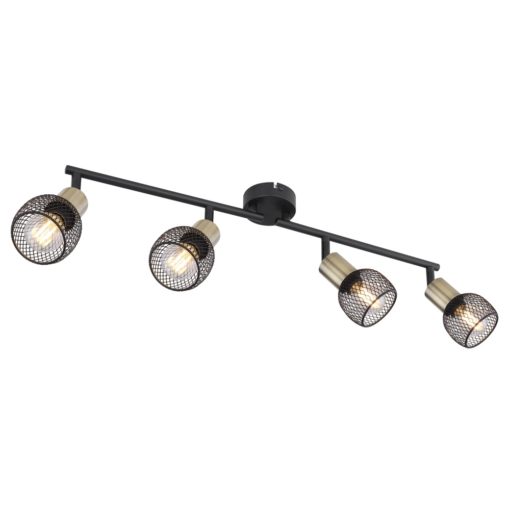 Lampe de plafond Fiastra 4 lumières noires avec maillage