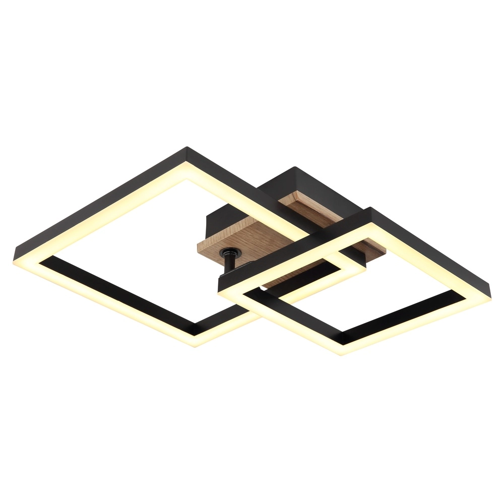 Lampe de plafond Bard noir avec bois