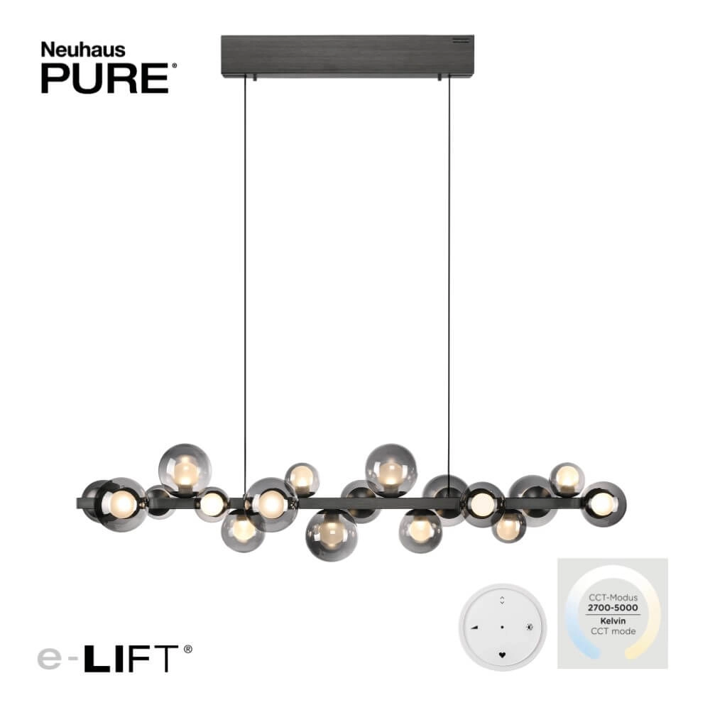 Lampe suspendue unique Pure E-Popup 18 gris clair Paul Neuhaus 4012248384411
