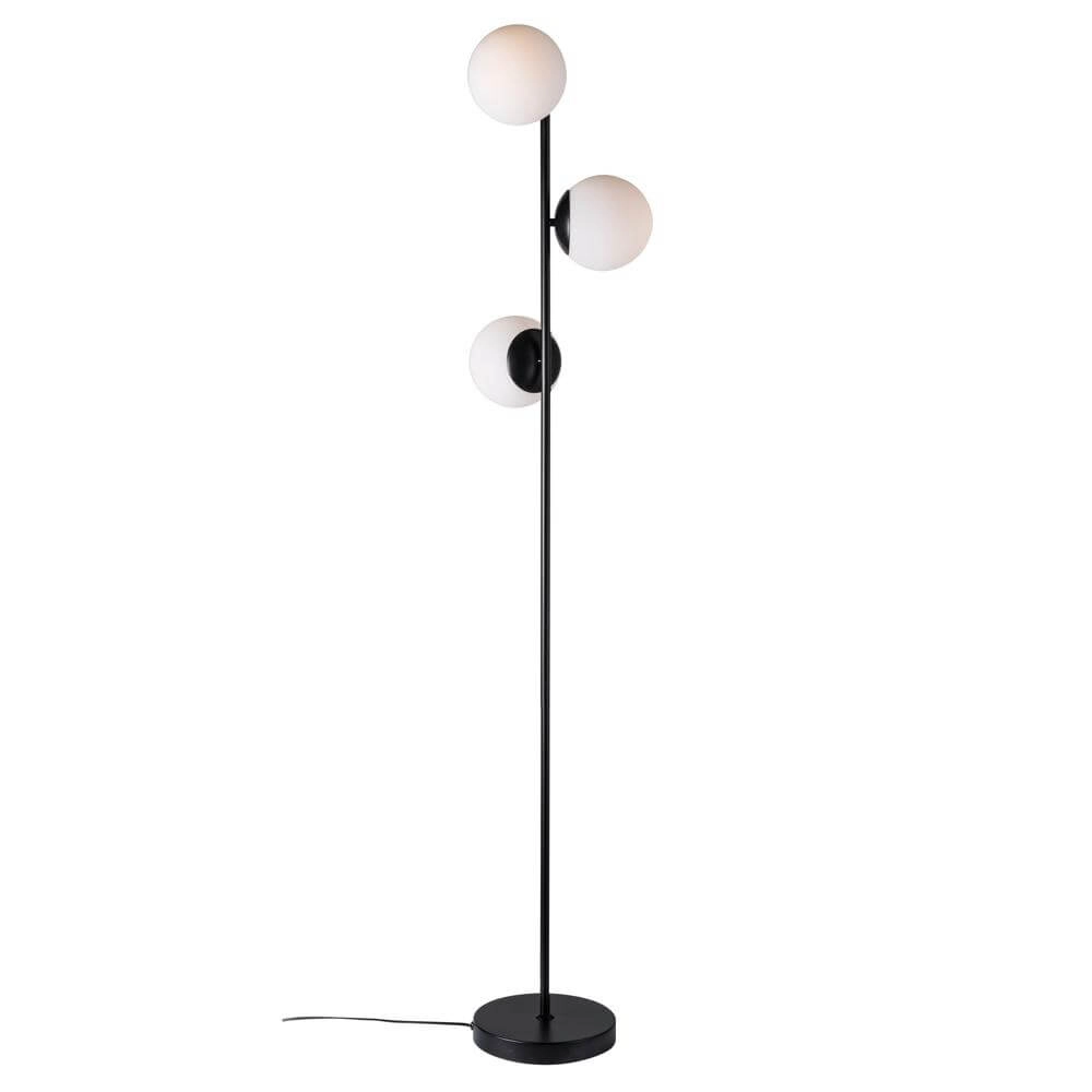 Lampadaire Lilly 3 lumières noires avec sphère blanche Nordlux 5701581459182