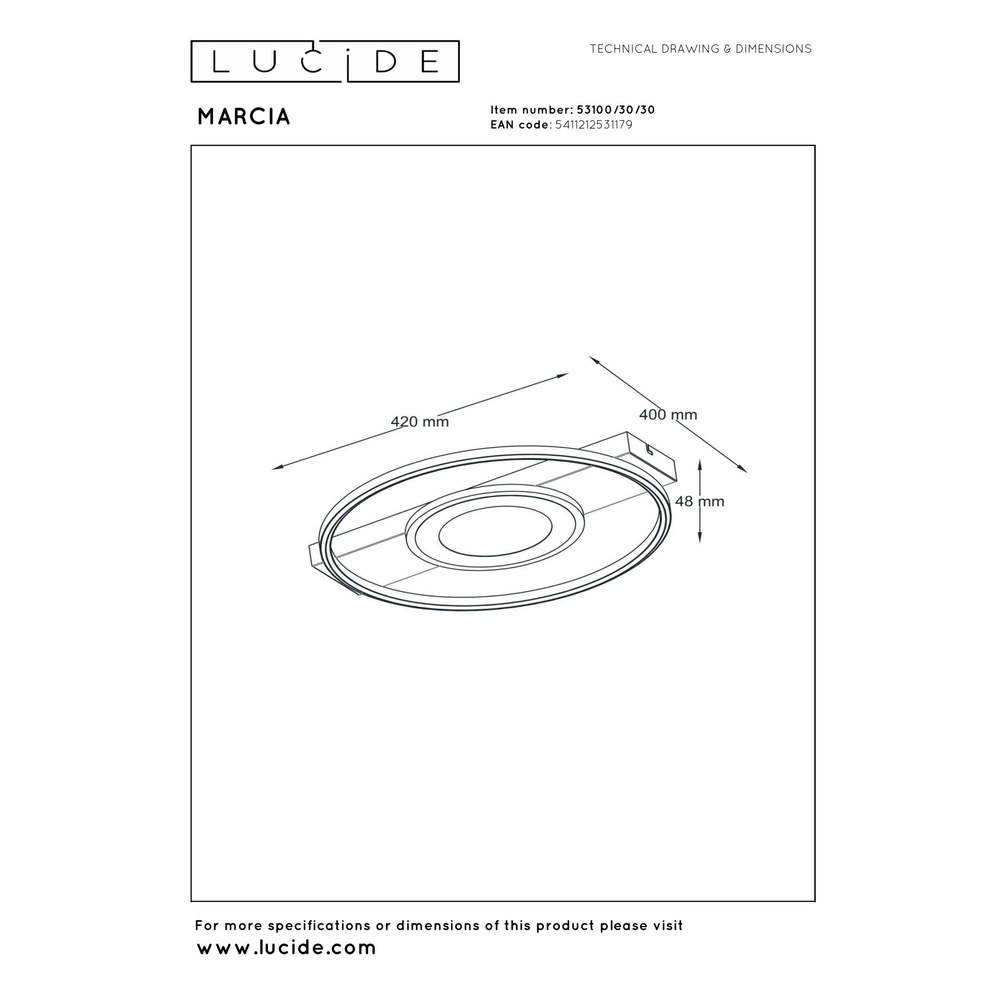 Lampe de plafond moderne Marcia Noir Lucide 5411212531179