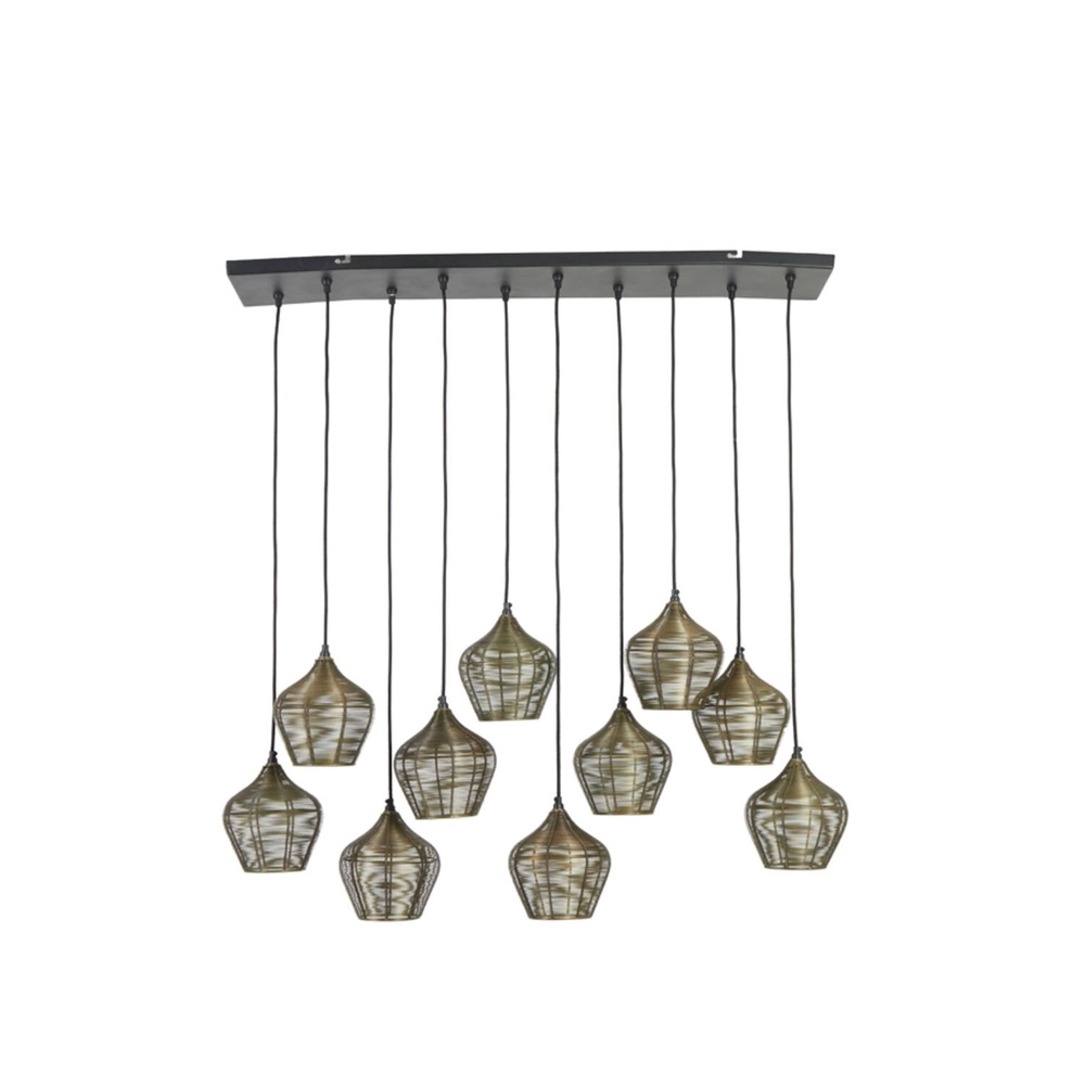 Lampe suspendue Alvaro Bronze 10 lumières