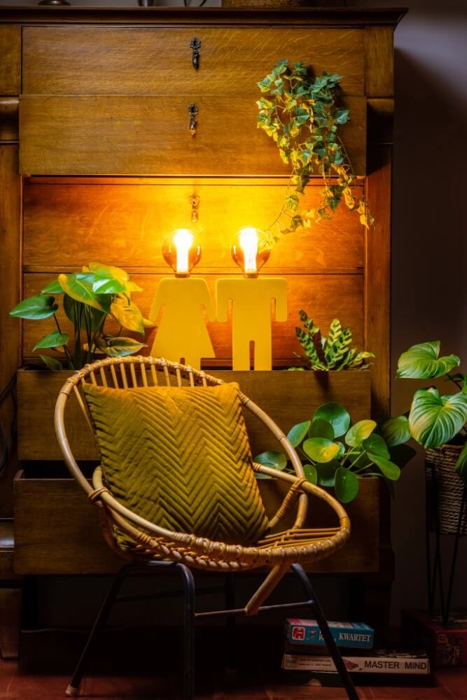 Lampe de table en bois Eve Velvet jaune ETH 8720195301554