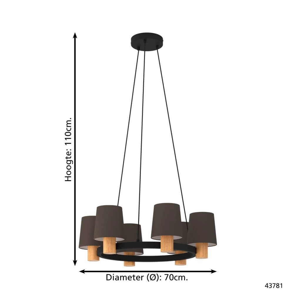 Lampe suspendue Edale Ø 70cm - avec nuances marron Eglo 9002759437817