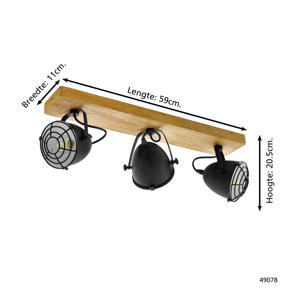 Lampe de plafond Gatebeck Bois à 3 lumières Eglo 9002759490782
