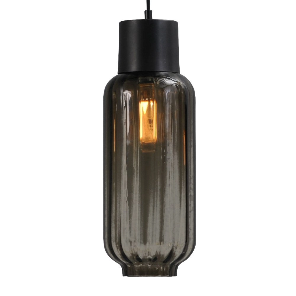 Lampe de salle à manger Lett ll 3 lumières noir avec verre fumé Masterlight 8718121181257