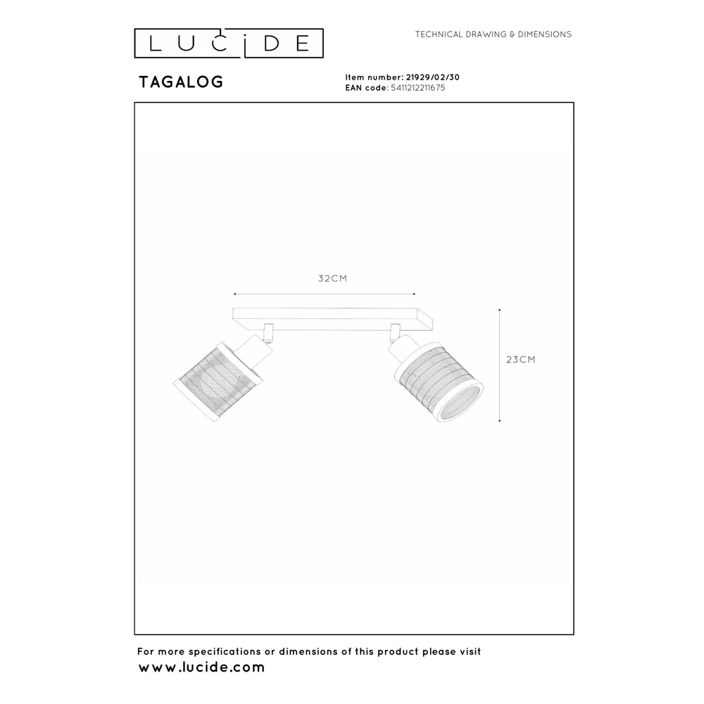 Lampe de plafond Tagalog Double Noir Lucide 5411212211675