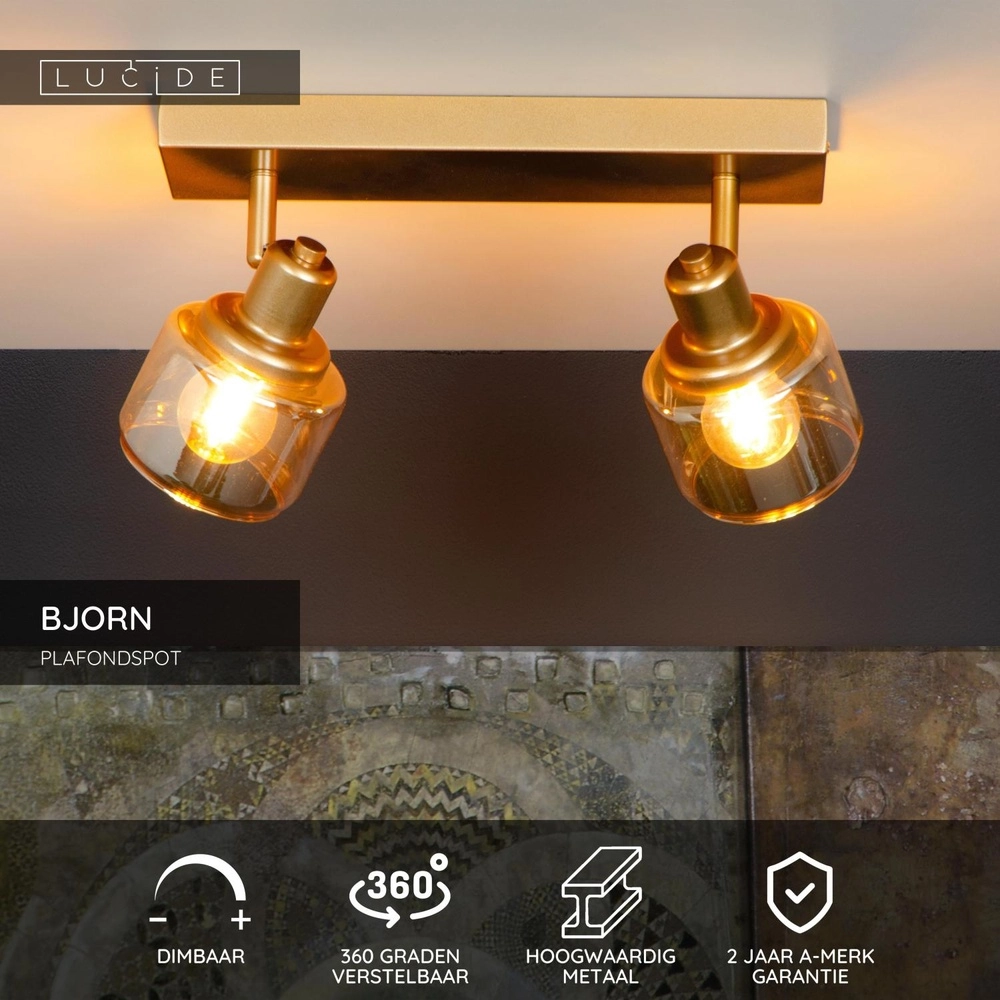 Lampe de plafond Bjorn Or 2-léger Lucide 5411212771223