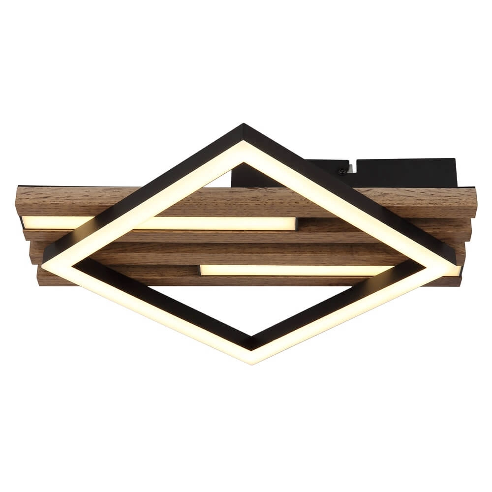 Plafonnier Obrien noir avec bois simple Globo 9007371509300