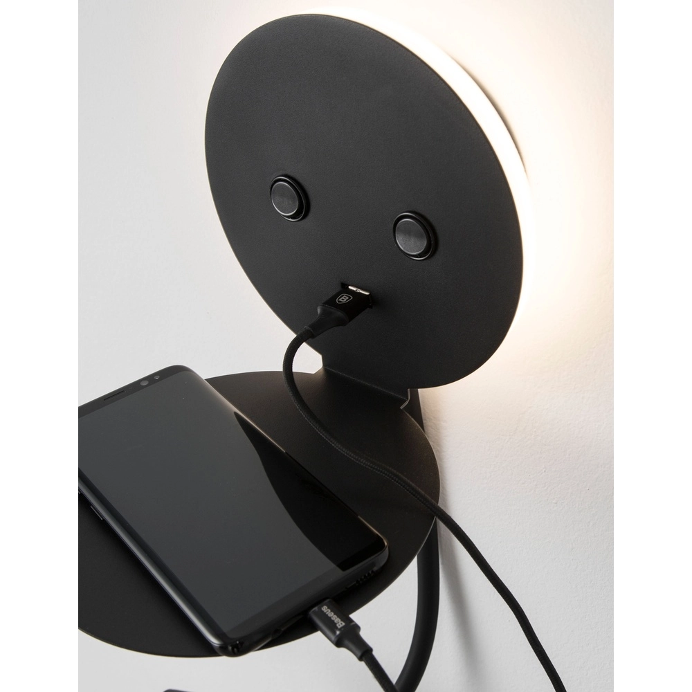 Lampe de chevet Eclip Noir avec USB Lyora 5212017423696