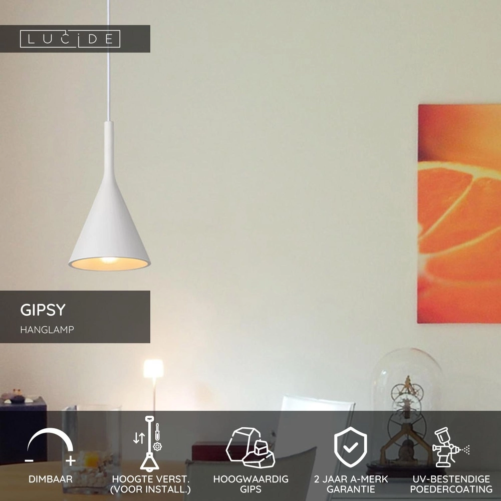 Lampe pendante de conception Gipsy E27 blanc Lucide 5411212351562
