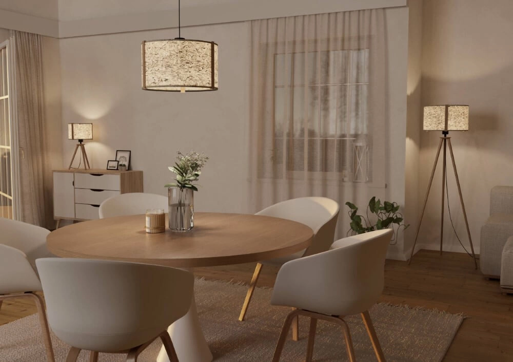 Lampe de table Trépied Hontongas bois avec teinte beige Stars of Light 9008606274642