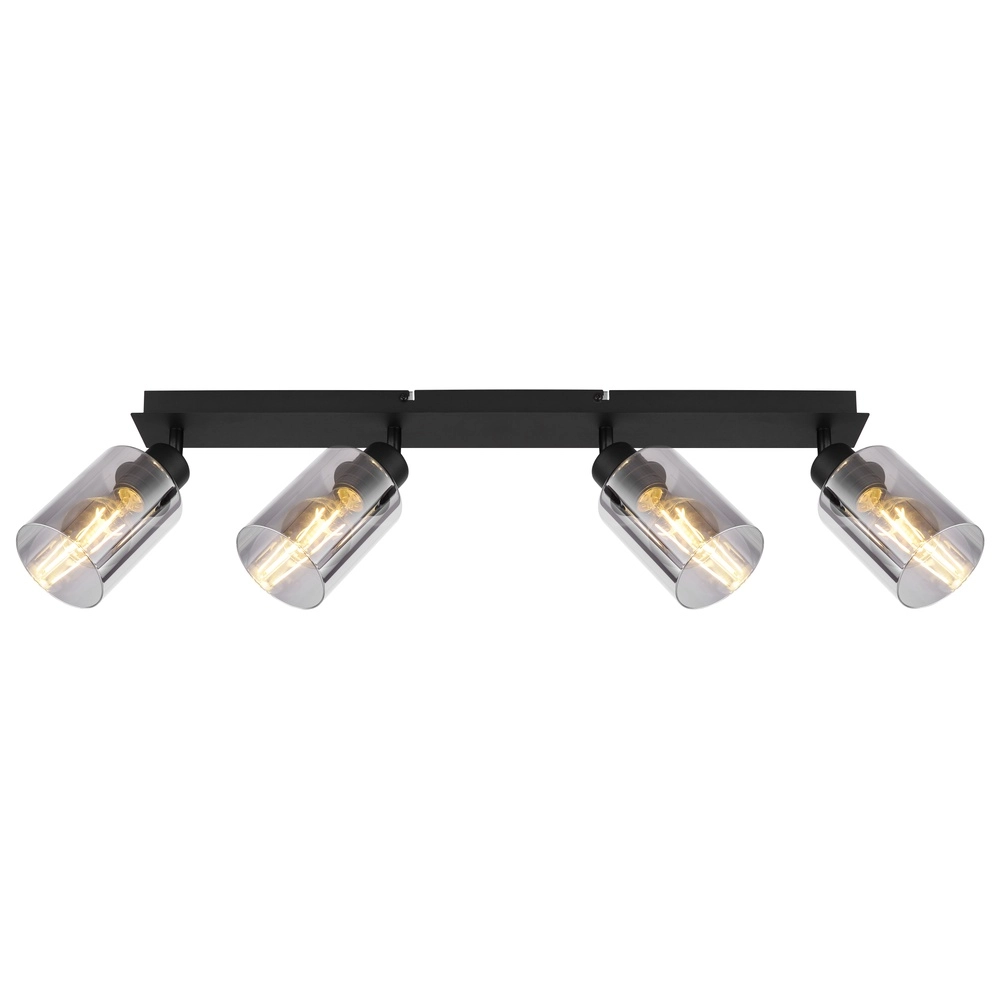 Lampe de plafond Hadera Noir 4 clairs avec verre fumé Globo 9007371431229