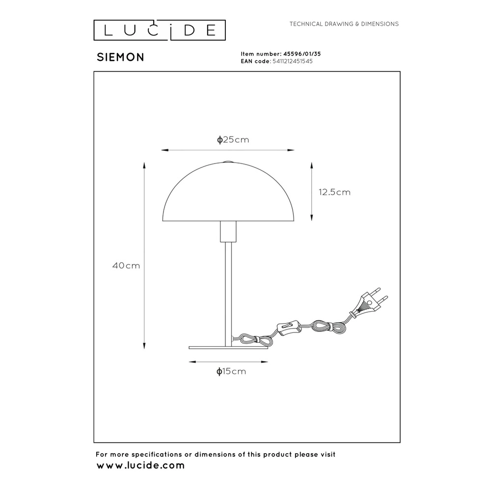 Lampe de table de conception Siemon bleu Lucide 5411212451545