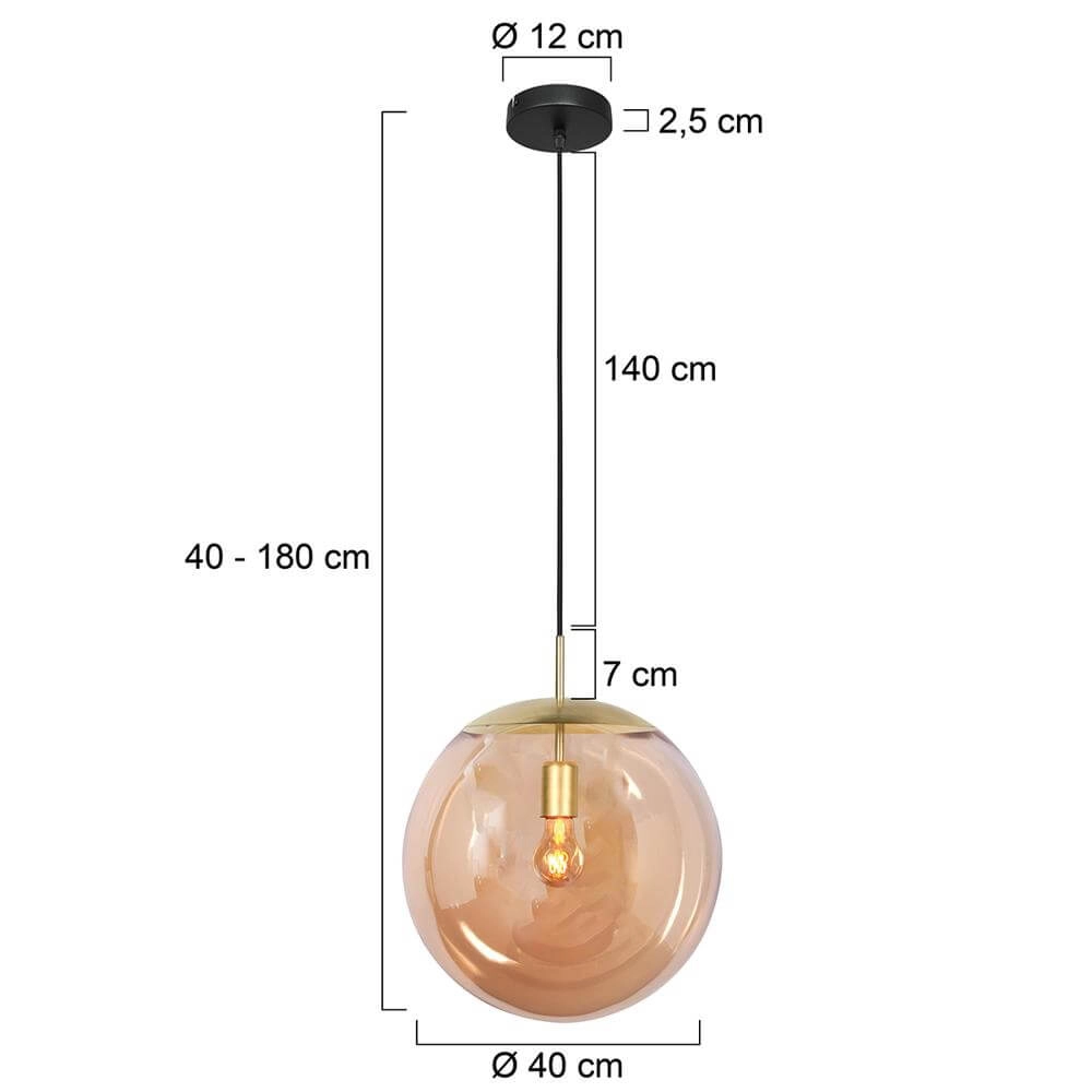Suspension Bollique Sphère d’or avec verre ambré Steinhauer 8712746177541