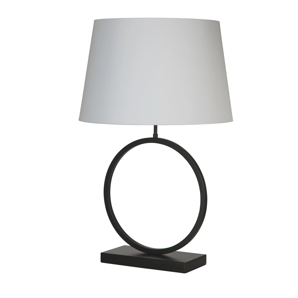 Lampe de table Elegant noir avec capuche blanche