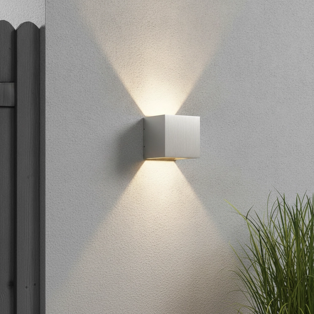 Lampe extérieure de haut en bas Cube 10 cm d’aluminium