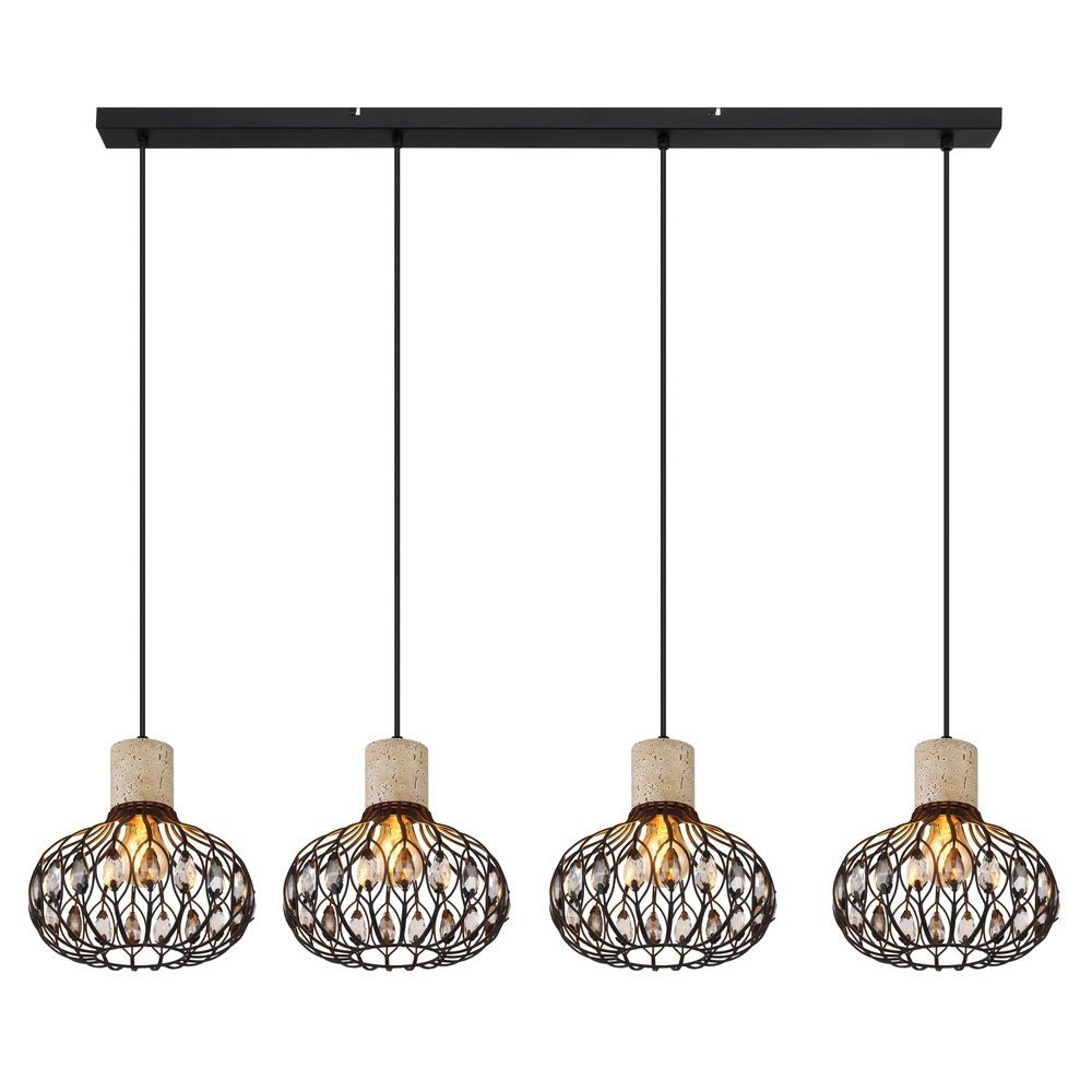 Lampe suspendue à 4 lumières Dorthy Country Black Globo 9007371572069