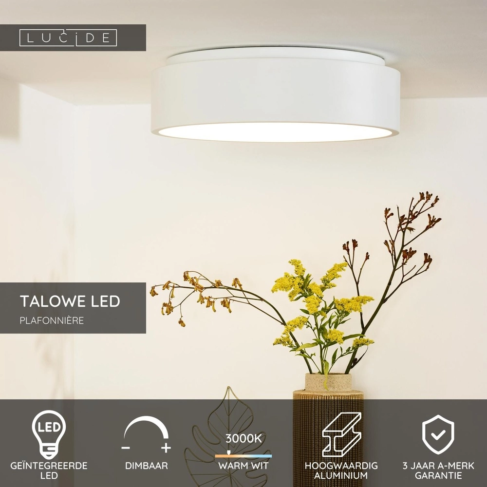 Éclairage de plafond Talowe Led Ø 45,5 cm de blanc Lucide 5411212460233