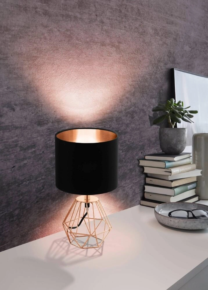 Lampe de table Carlton 2 cuivre rouge avec du noir Eglo 9002759957872