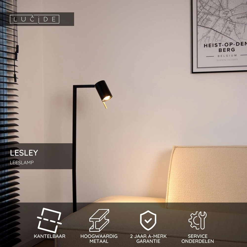 Lampe de lecture moderne Lesley Noir Lucide 5411212031136
