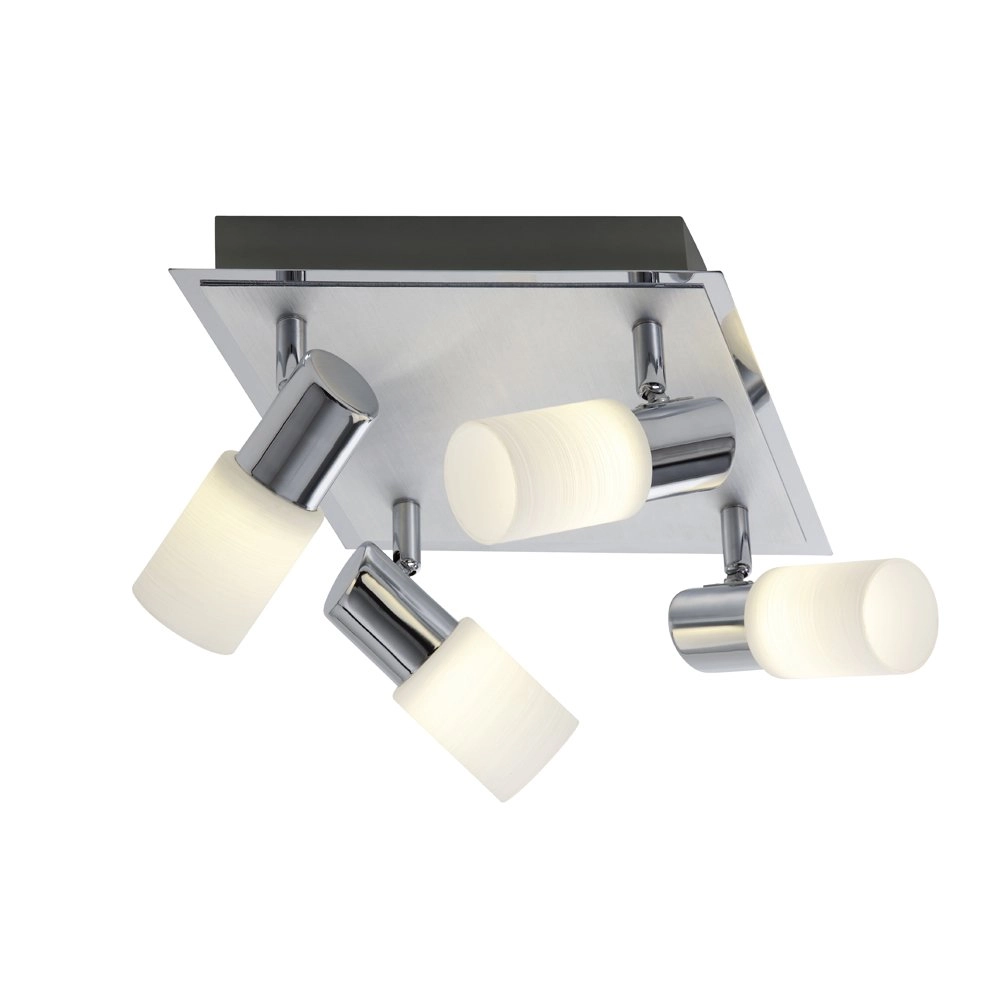 Spot de plafond LED Series 8214 Square Gris métallisé à 4 lumières avec chrome Spot de plafond LED Series 8214 Square Gris métallisé à 4 lumières avec chrome