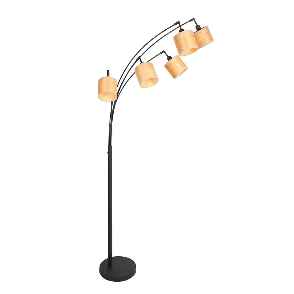 Lampadaire Bambus Noir avec bambou 5 lumières