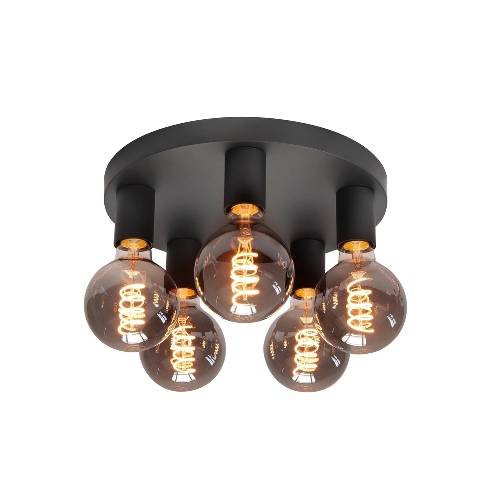 Plafonnier 5 lumières Basic noir Ø 30cm