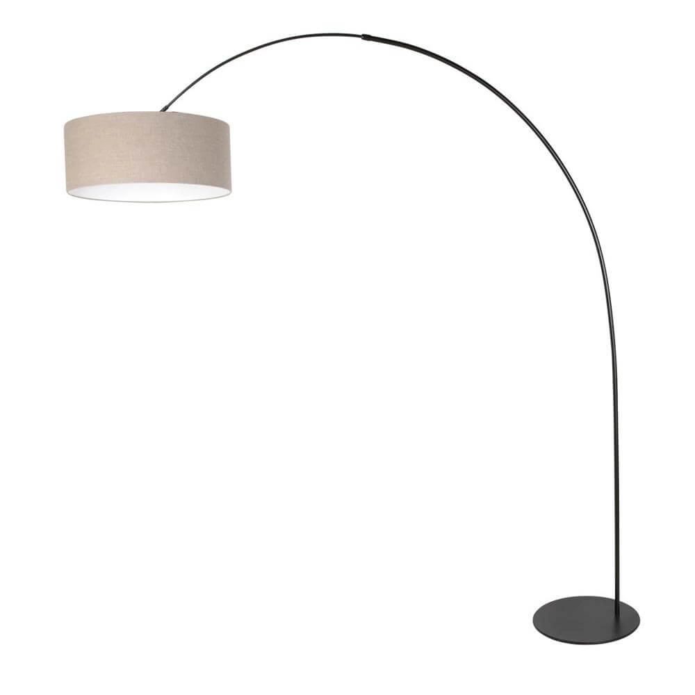 Lampadaire Curve noir avec abat-jour gris grossier Ø 50cm Steinhauer 8712746179491