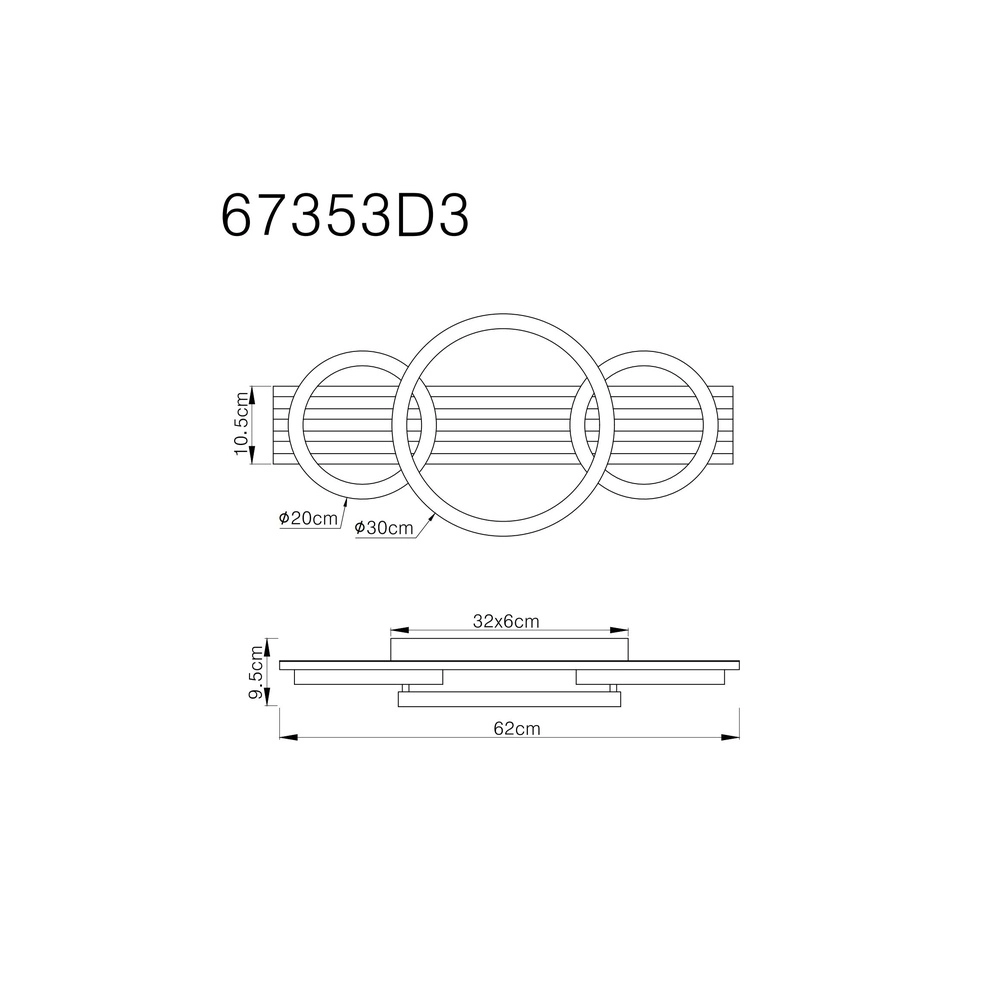 Lampe de plafond Tisha 3 anneaux noirs avec du bois Globo 9007371528578