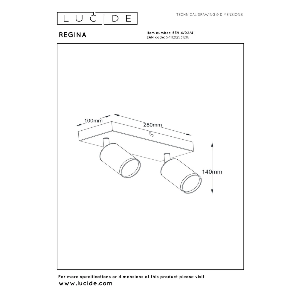 Projecteur de plafond Regina 2-taupe clair avec brun café Lucide 5411212531216