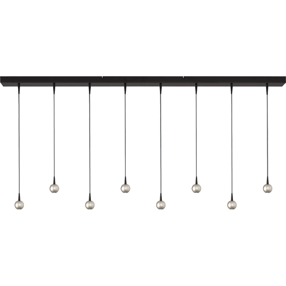 Lampe suspendue à 8 lampes Talana noir avec nickel Ø6cm DTW