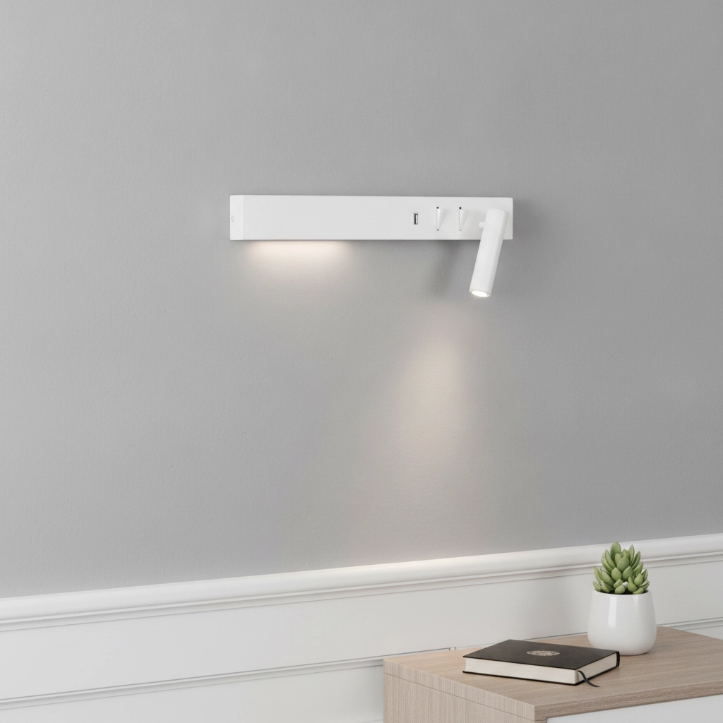 Lampe de chevet Vida Droite Blanc avec USB