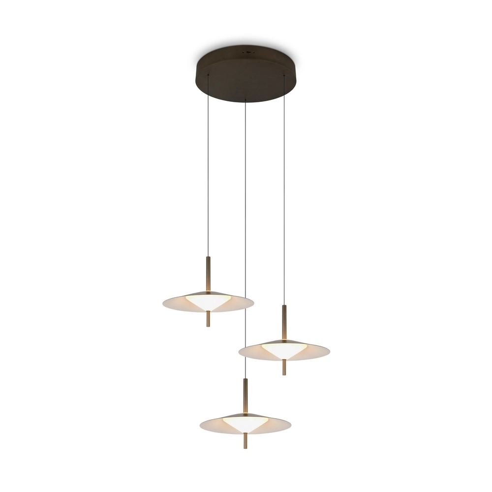 Lampe pendante de conception Amalo 3 ronds marron platine clair Ø 67 cm
