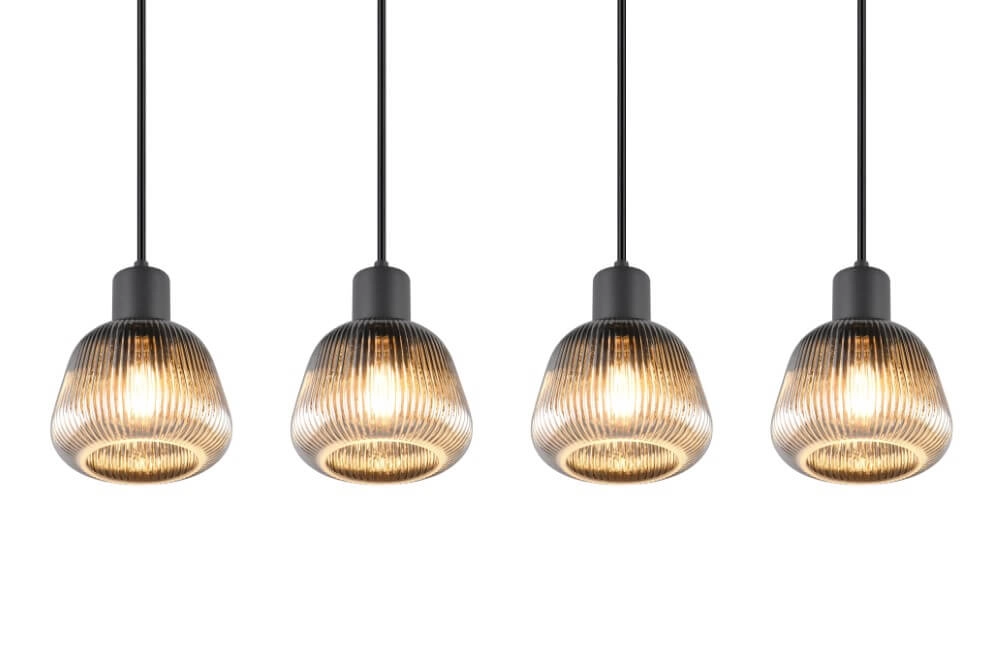 Lampe suspendue pour table à manger Tarifa avec verre strié Trio 4017807615814