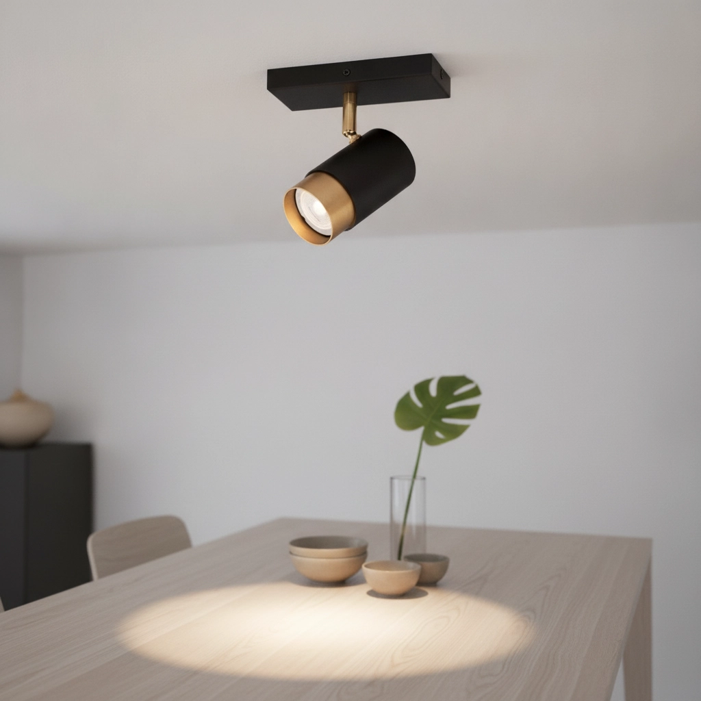 Spot de plafond Pogno 2 lumières noir avec or
