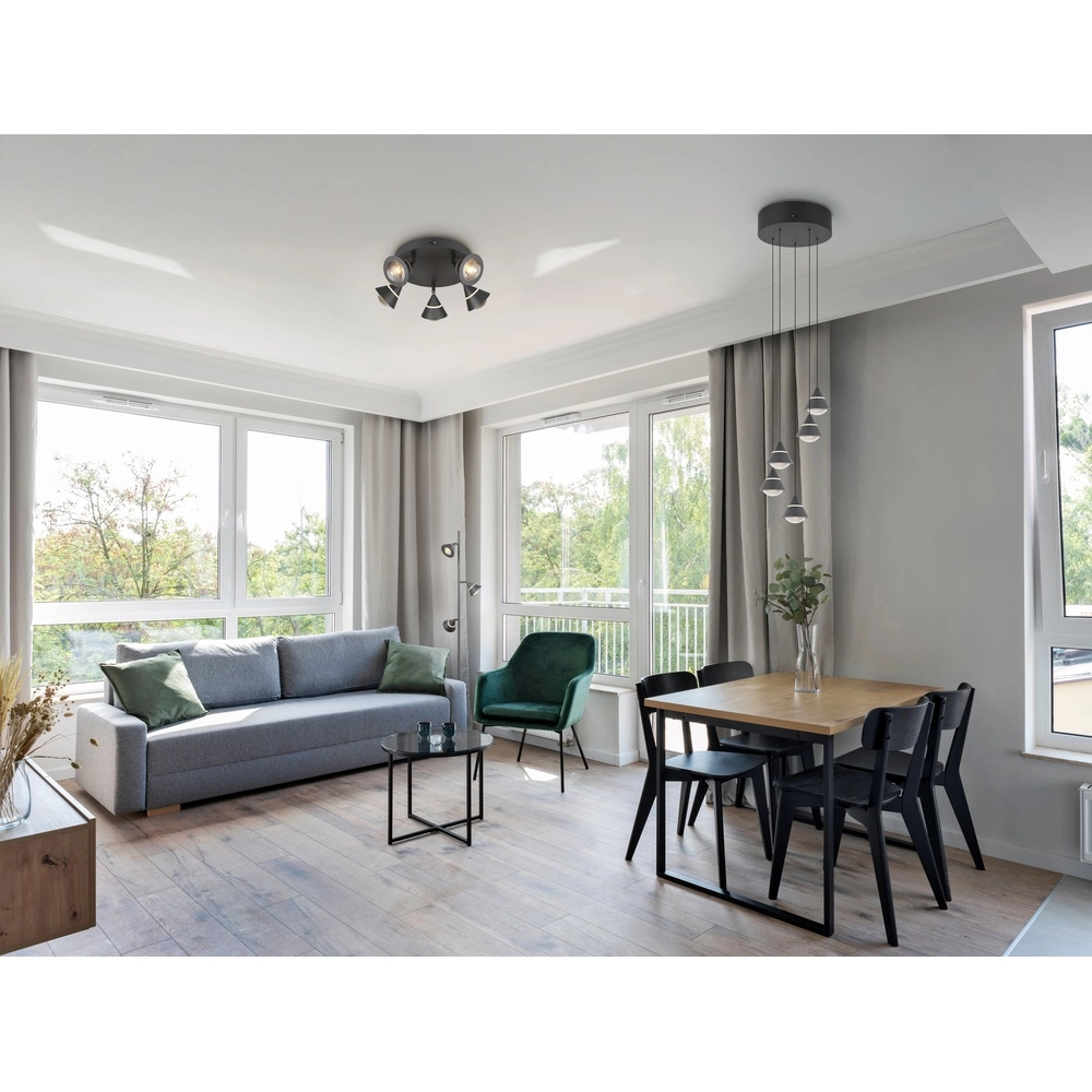 Suspension design Romeo 5 lumières noir Trio 4017807667806