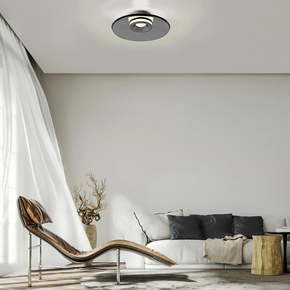 Lampe de plafond Pure Moon Ø 32cm - platine avec verre fumé Paul Neuhaus 4012248386330