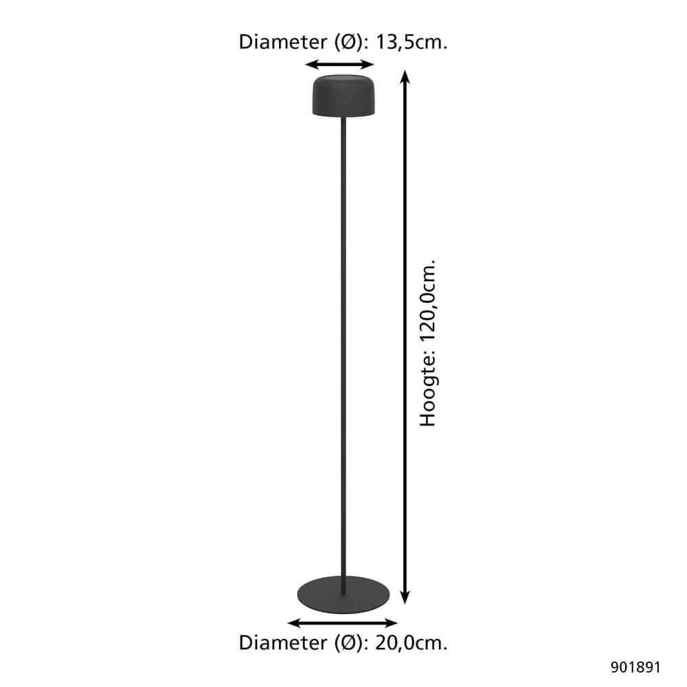 Lampe de patio élégante Roccanova Solaire Noir avec USB Eglo 9008606355075
