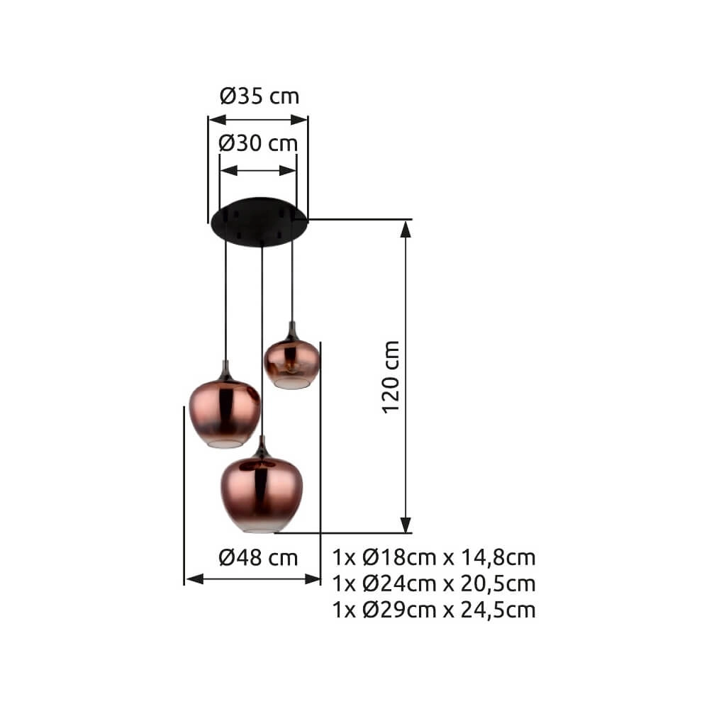 Suspension noire Maxy avec verre rouge Ø 48cm Globo 9007371459971